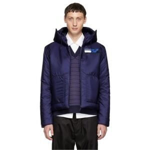 Prada Blue Nylon Logo Jacket Size 46 - S/M Brand New  $1790 RETAIL